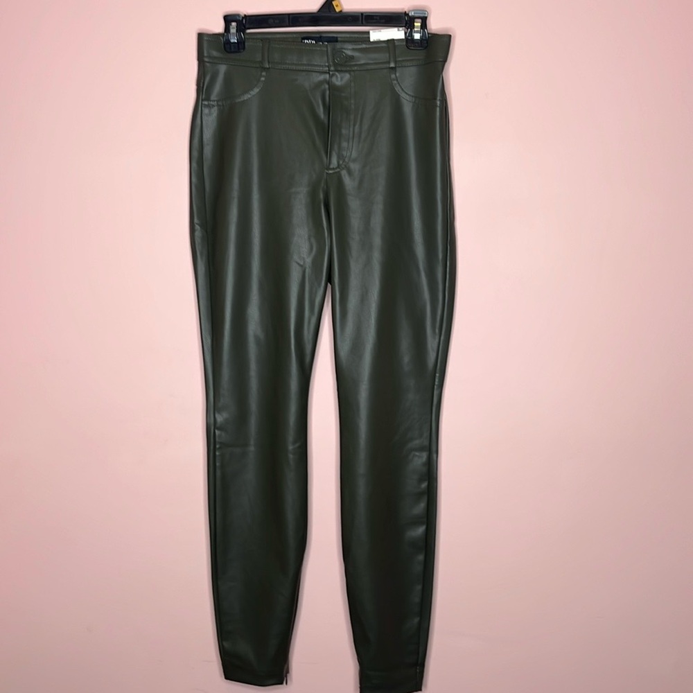 NWT Zara Green Faux Leather Pants